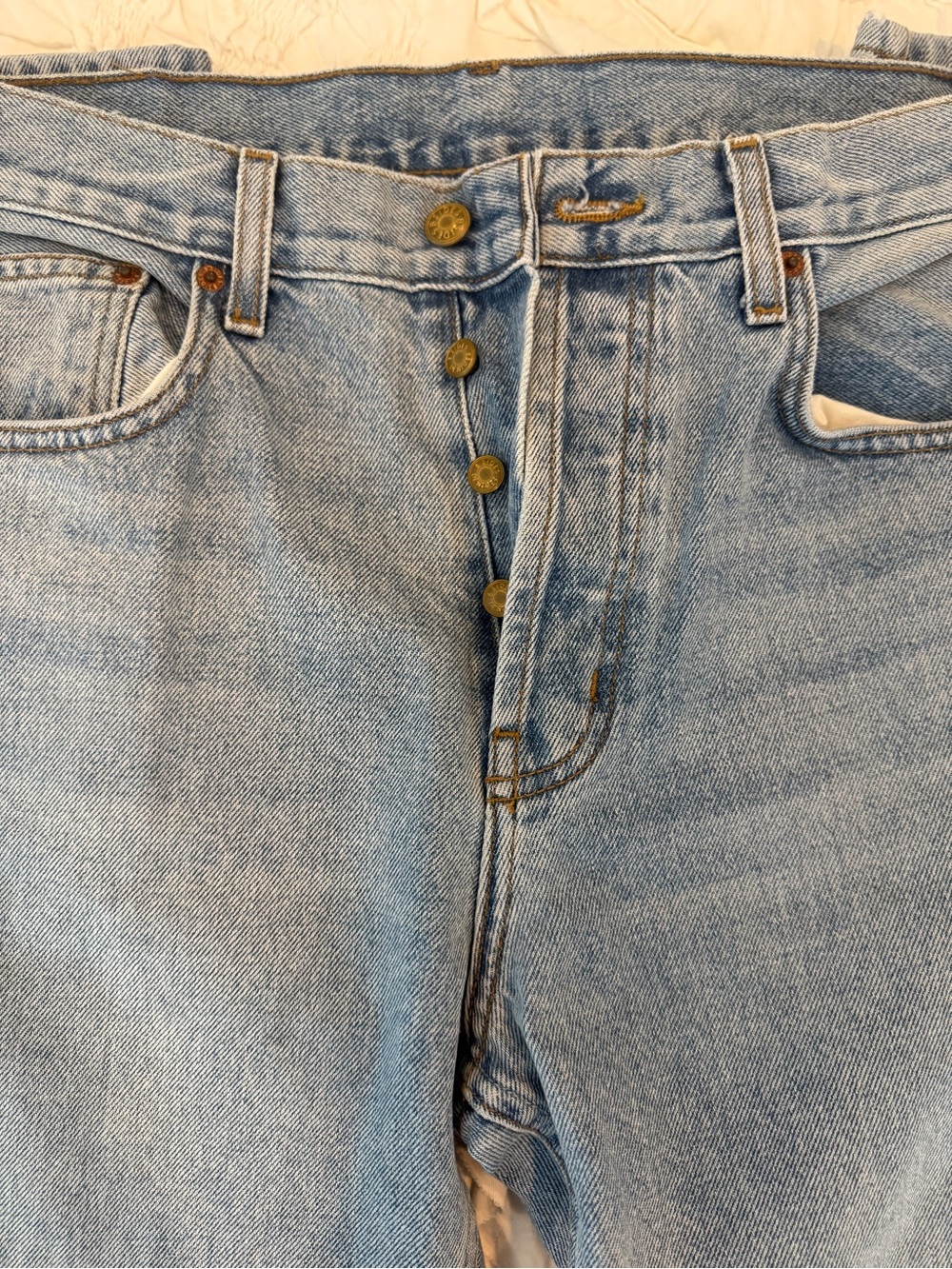 B SIDES Light Blue Relaxed Men’s Jeans with Button-Fly